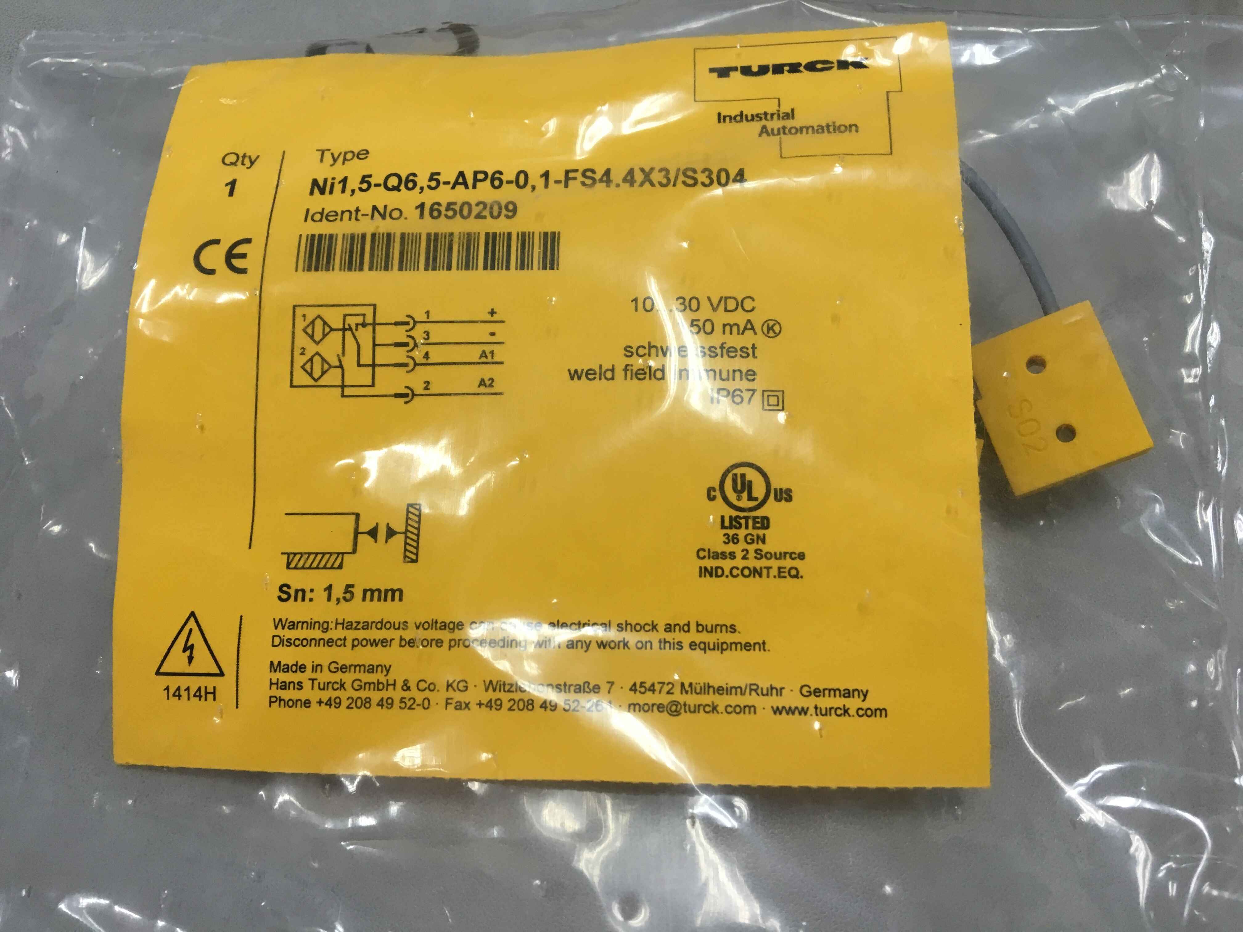 Turck接近開關(guān)Ni1,5-q6,5-ap6-0,1-fs4.4X3/S30